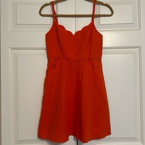 Urban outfitters orange linen scallop dress w pockets S